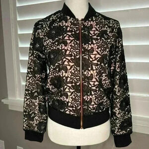 Stella & Dot Lace and Satin Bomber Jacket